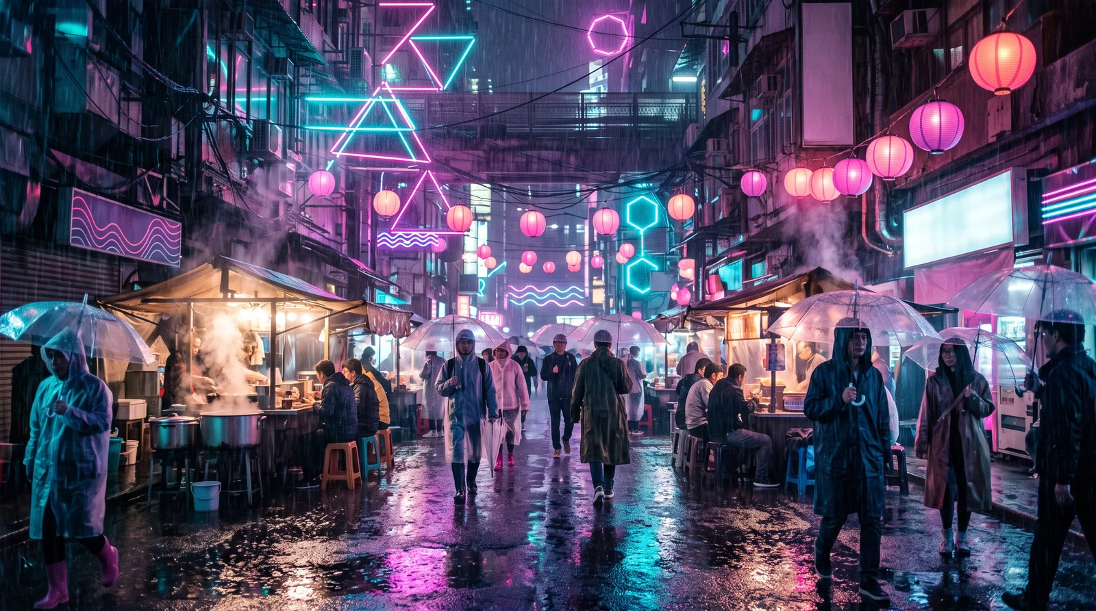 Neon Street Night — Nano Banana 2.1 example
