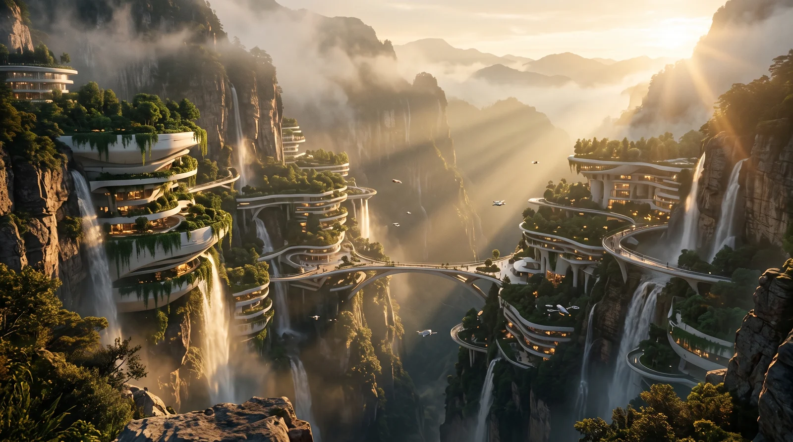Eco city in the canyon — Nano Banana 2.1 example